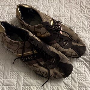 Coach Brown and Gold Patterned Sneakers